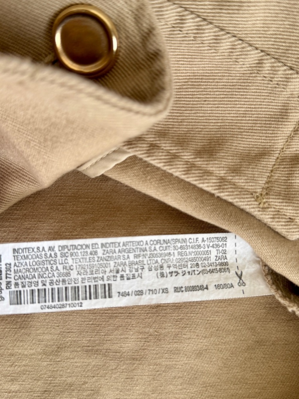 Zara Khaki Tan Cropped Utility Jacket Gold Buttons Women’s S - Picture 13 of 14
